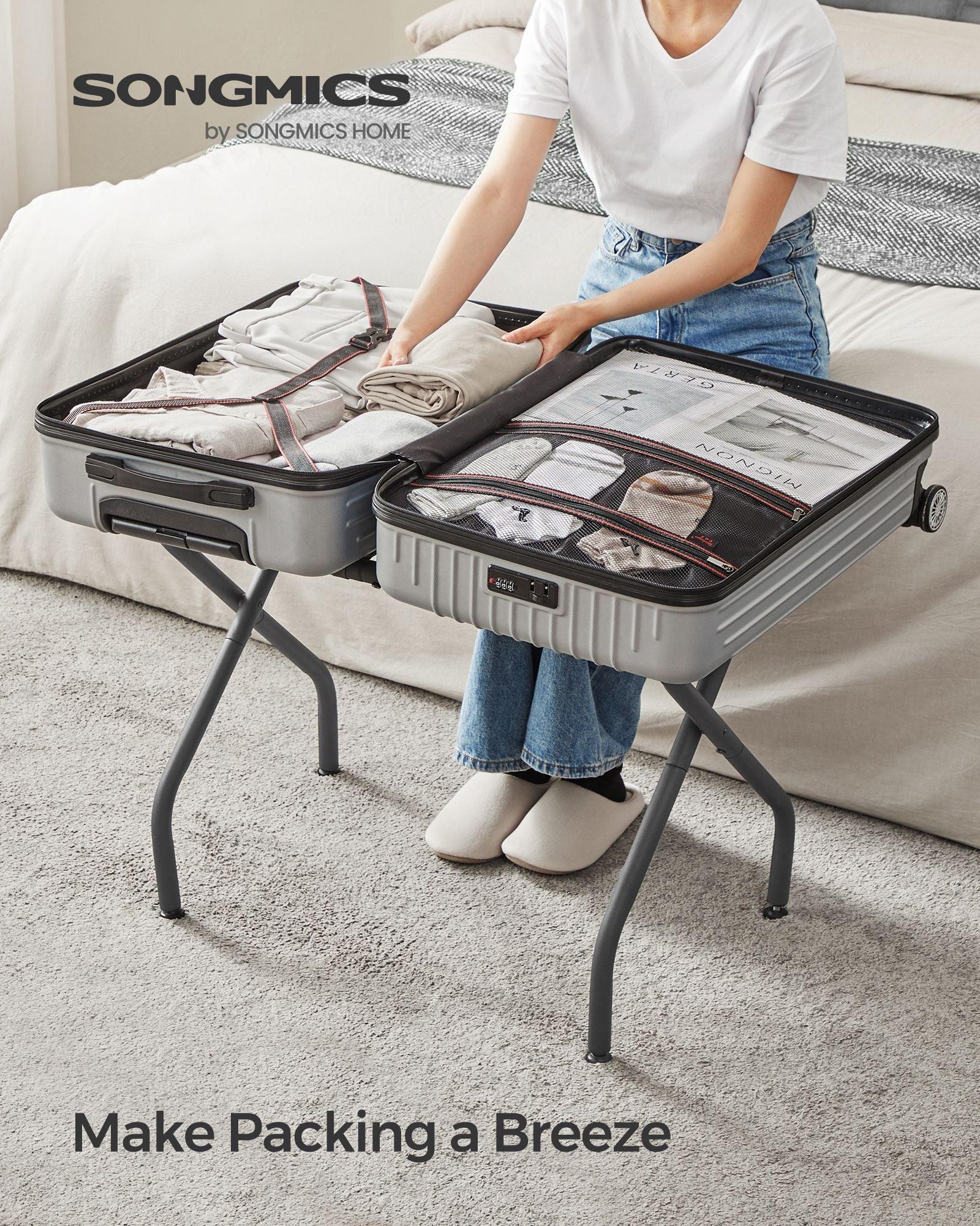 27.2”D x 15”W x 20.5”H Luggage Rack Forest Slate Gray FredCo
