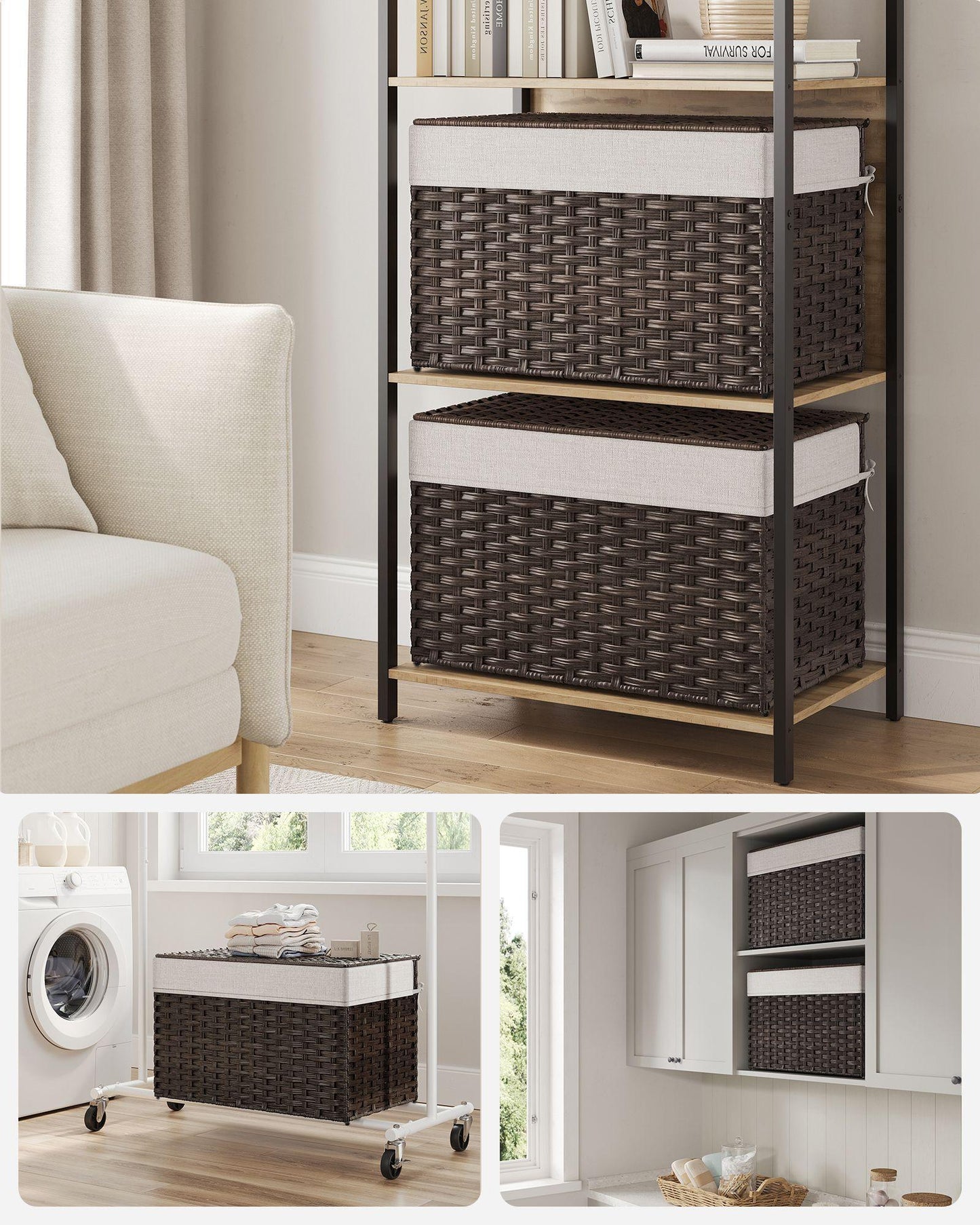 27.7 Gallon Woven Storage Basket with Lid FredCo