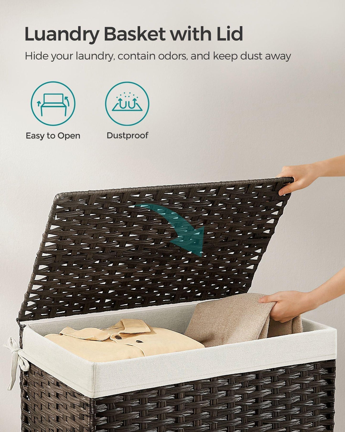 27.7 Gallon Woven Storage Basket with Lid FredCo