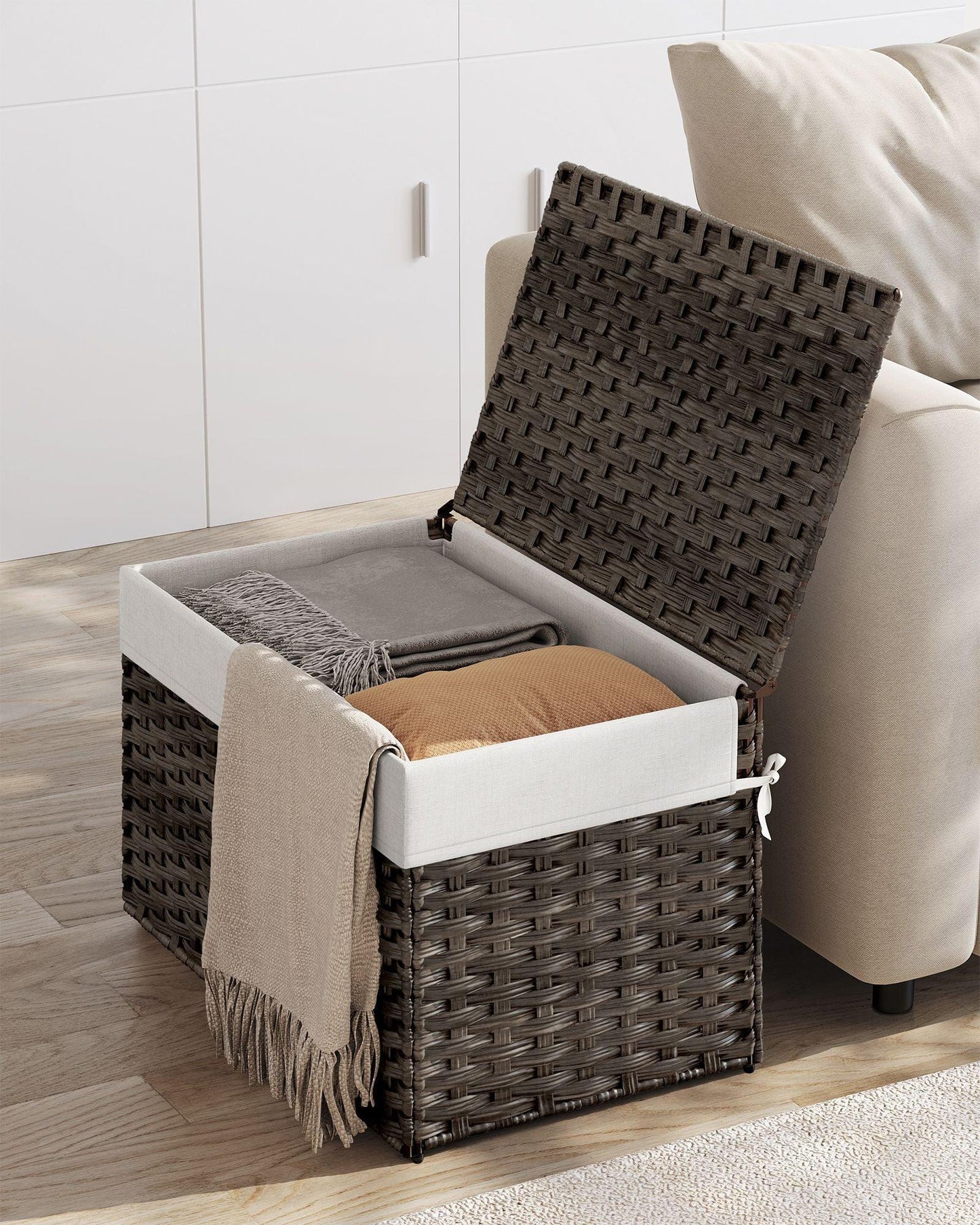27.7 Gallon Woven Storage Basket with Lid FredCo