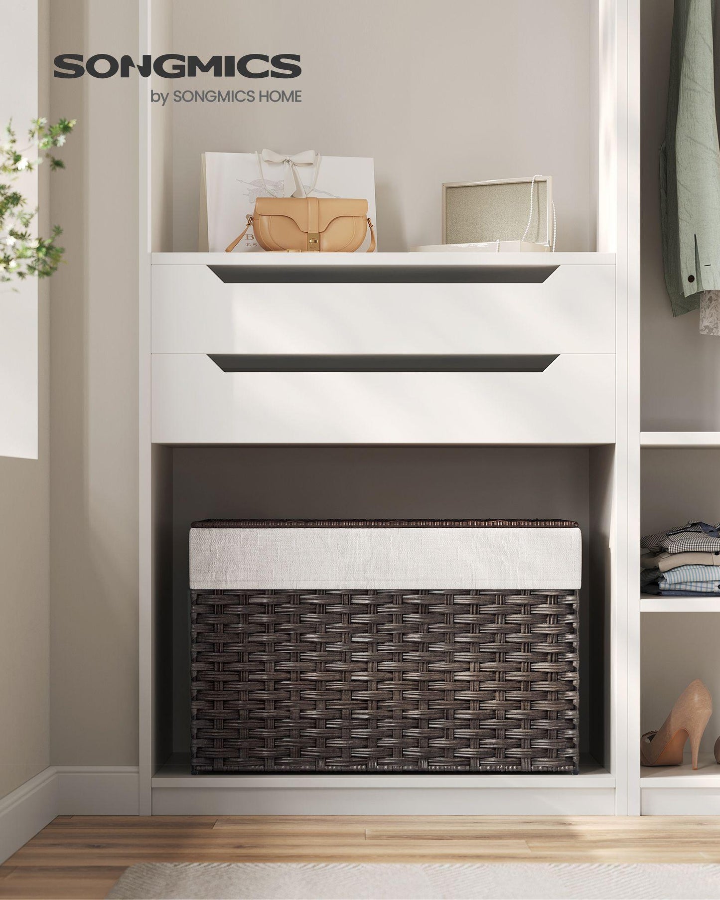 27.7 Gallon Woven Storage Basket with Lid FredCo