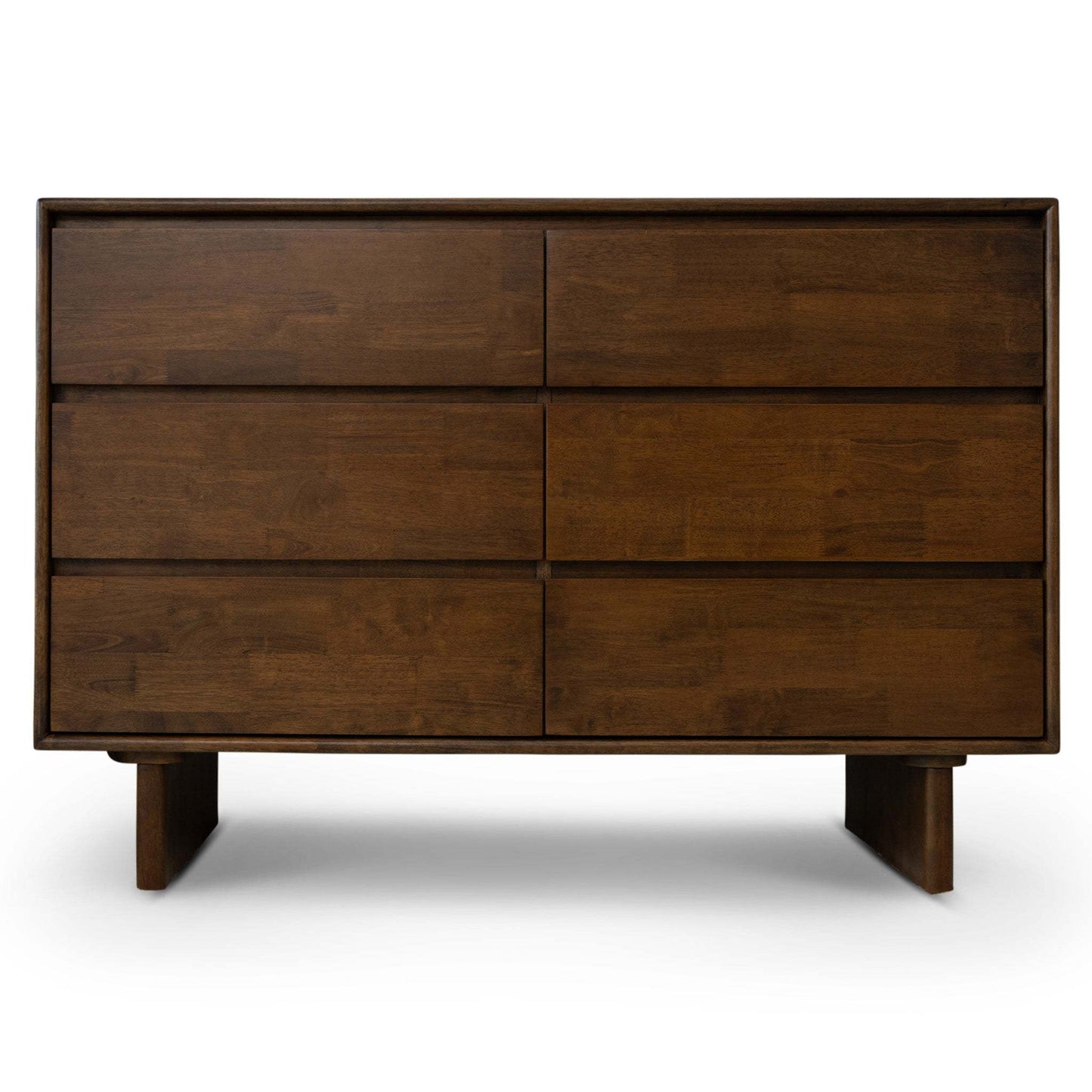 Modern dark wood dresser with six drawers, home furniture from FredCo International