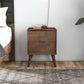 Alexandra Mid-Century Modern Night Stand with 2 Drawers in Walnut Brown Solid Wood 24.8'H x 17.7'W x 15.7'D FredCo
