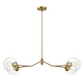 Modern gold chandelier with two glass globe shades, stylish home lighting from FredCo International