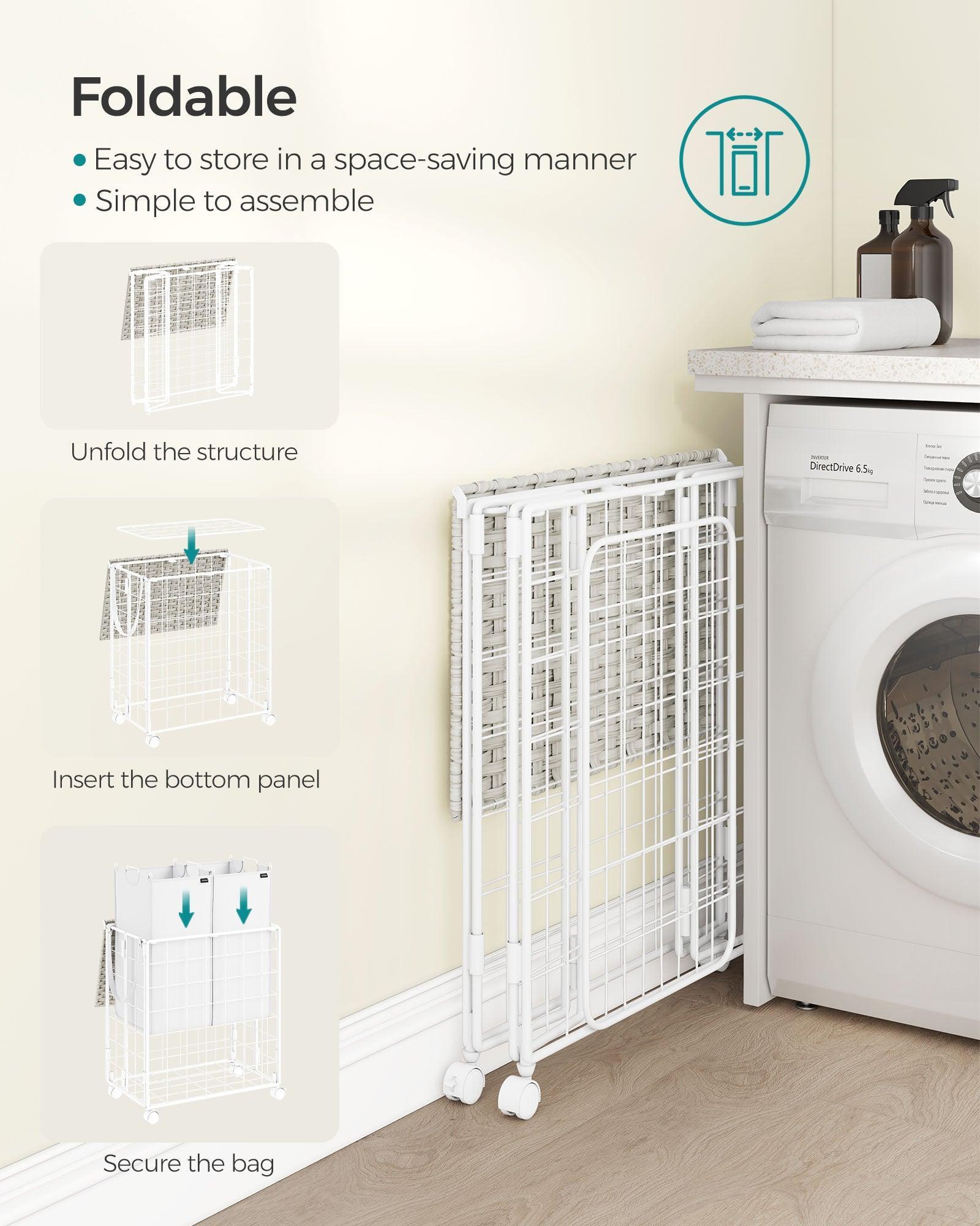 29.1-Gallon Laundry Hamper with Wheels Cloud White FredCo