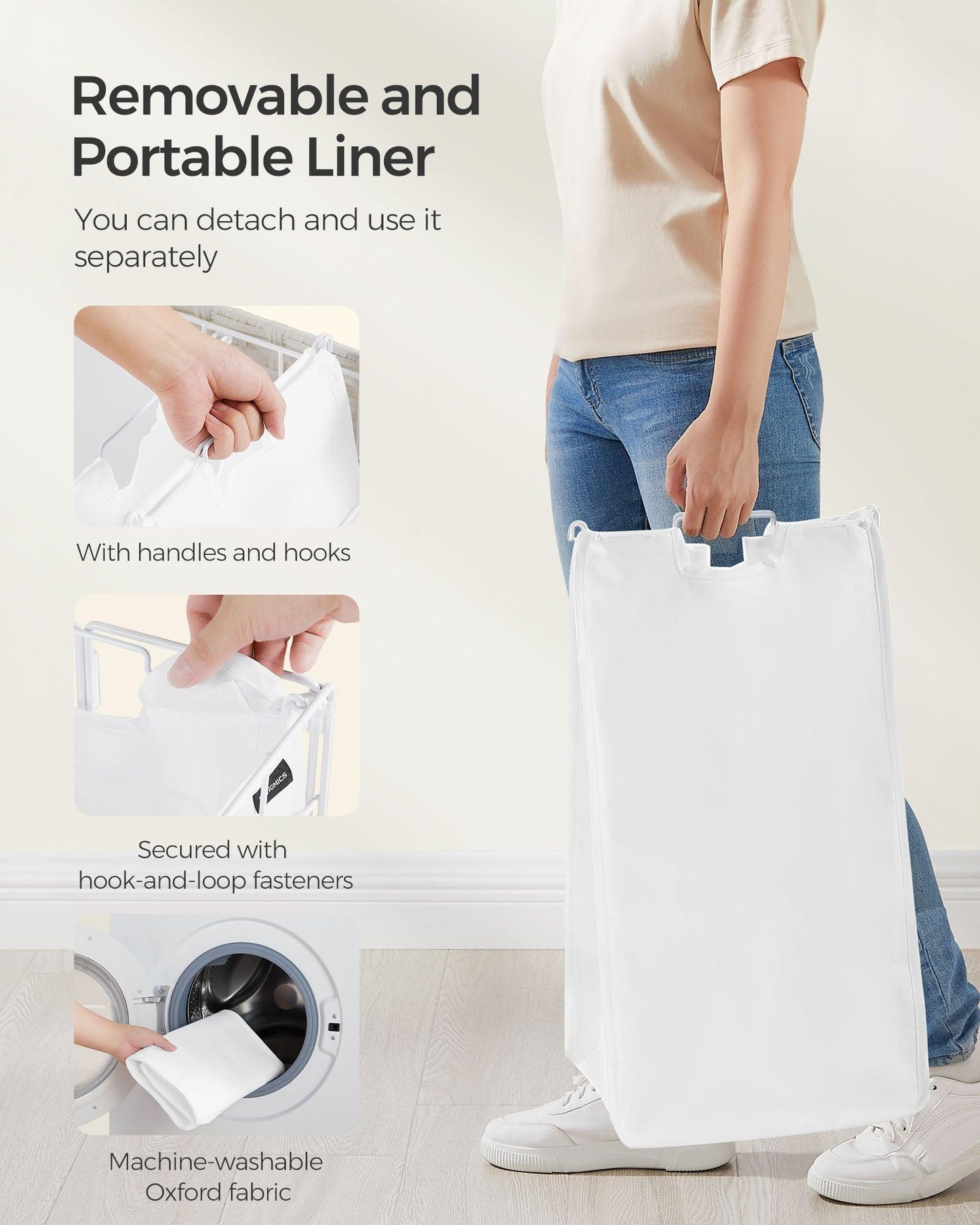 29.1-Gallon Laundry Hamper with Wheels Cloud White FredCo