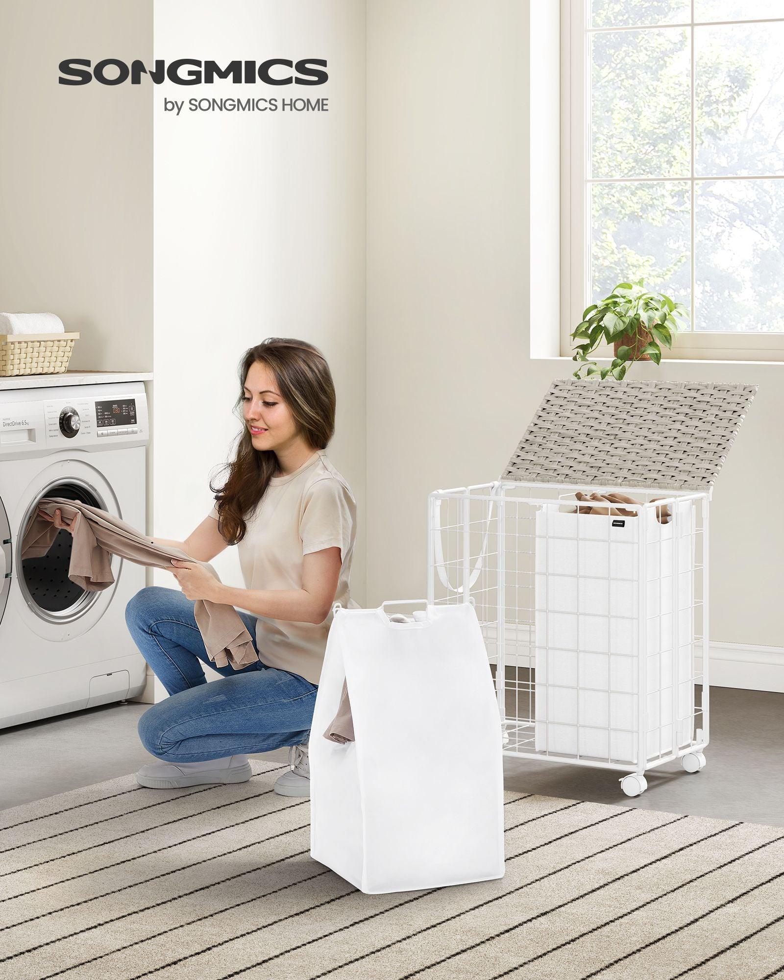 29.1-Gallon Laundry Hamper with Wheels Cloud White FredCo