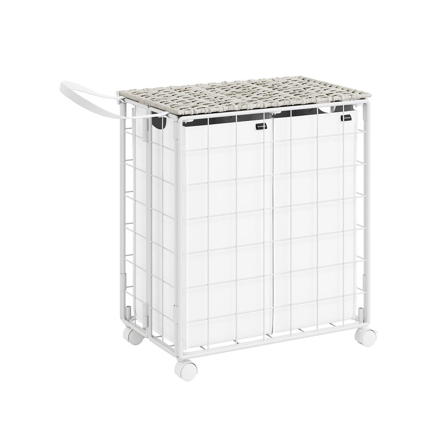 29.1-Gallon Laundry Hamper with Wheels Cloud White FredCo