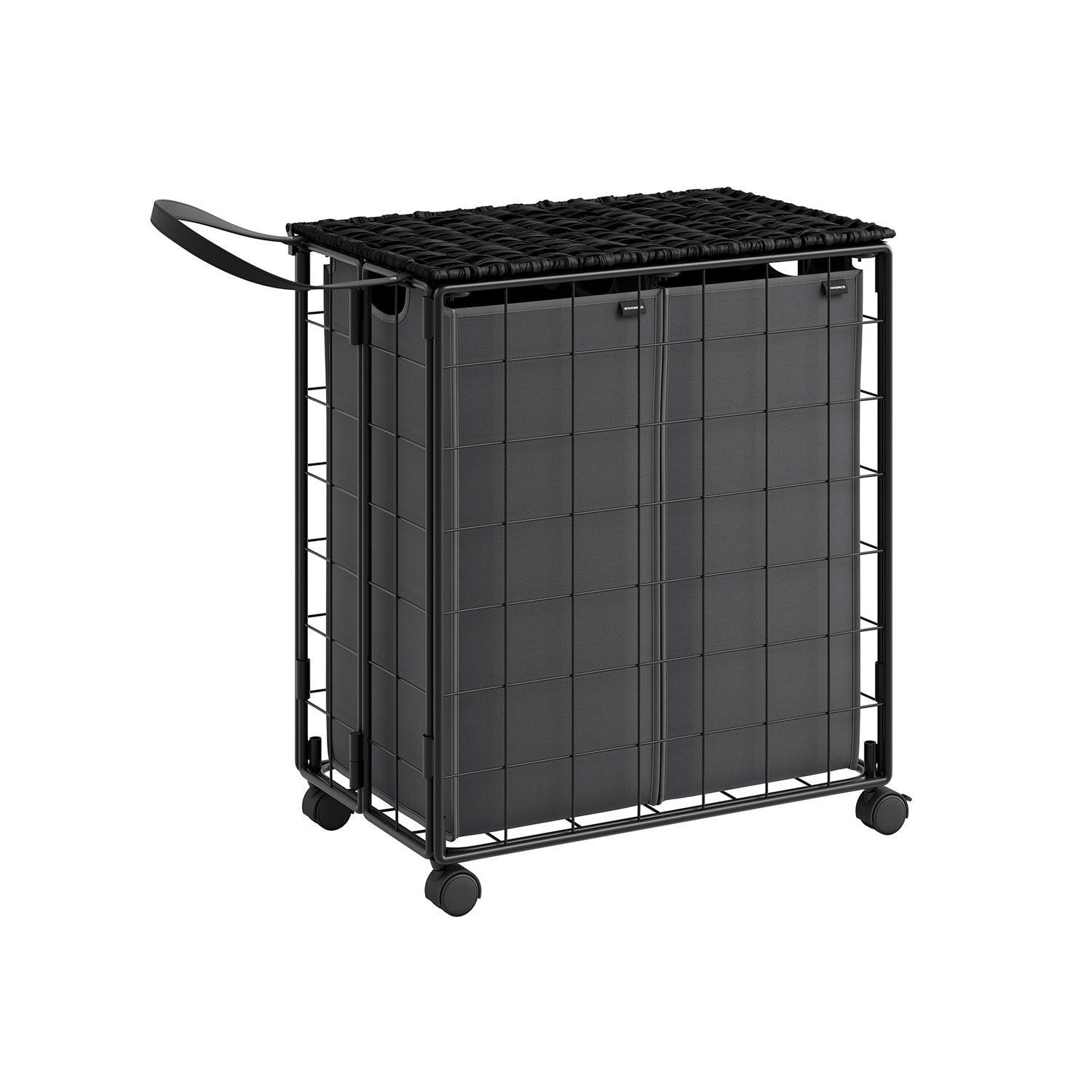 29.1-Gallon Laundry Hamper with Wheels Ink Black and Slate Gray FredCo