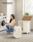 29.1-Gallon Laundry Hamper with Wheels Natural Beige and Cream White FredCo