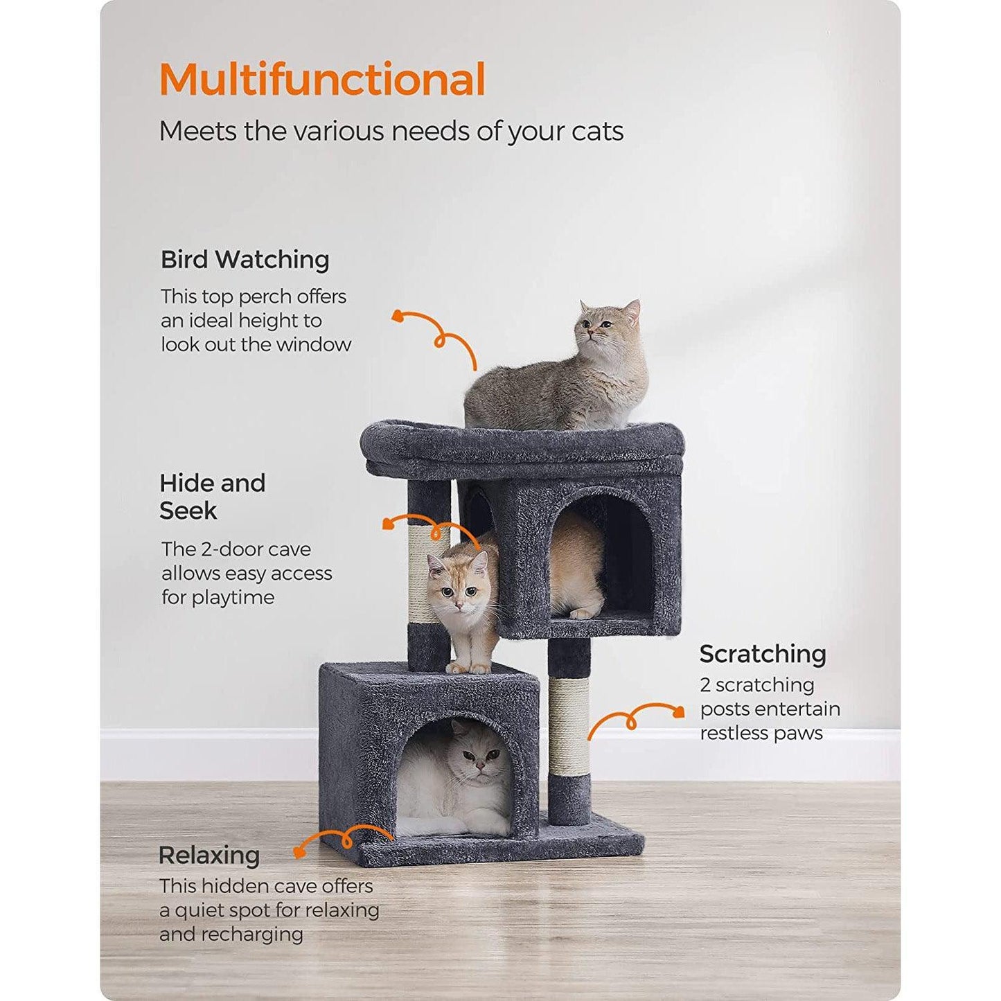 29.1-Inch Cat Tree Smoky Gray FredCo