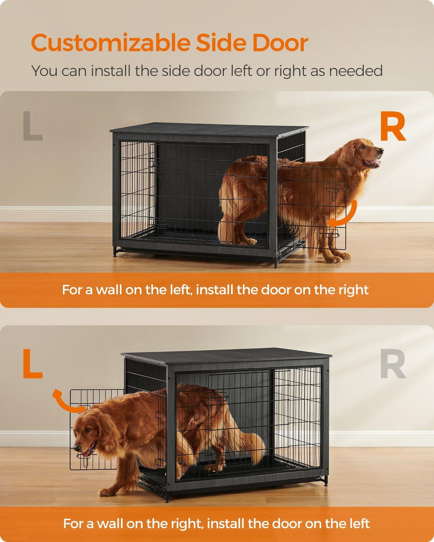29.5" Wide Heavy-Duty Dog Crate Furniture Ink Black FredCo
