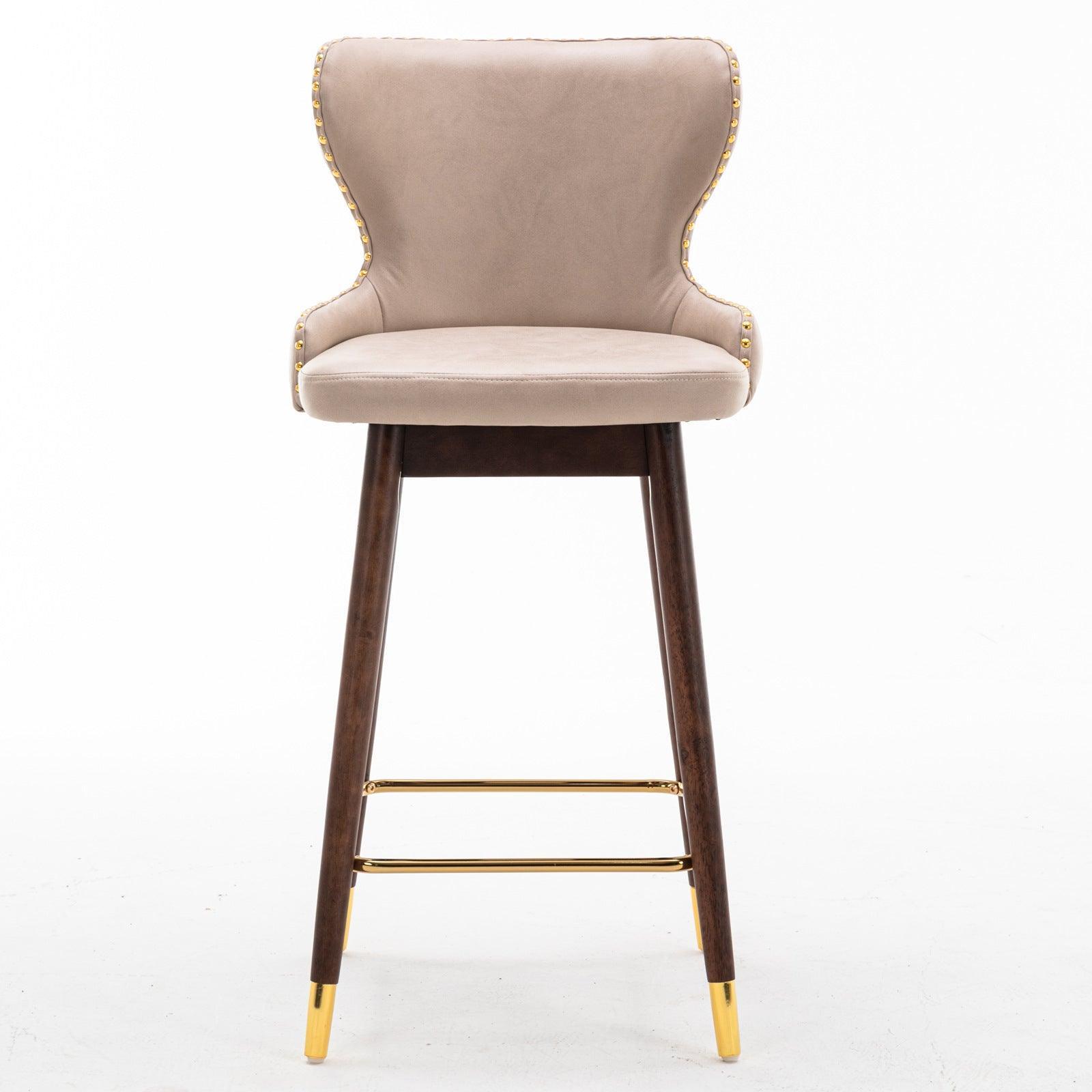 29.9" Modern Leathaire Fabric bar chairs, Tufted Gold Nailhead,Set of 2 FredCo