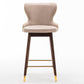29.9" Modern Leathaire Fabric bar chairs, Tufted Gold Nailhead,Set of 2 FredCo