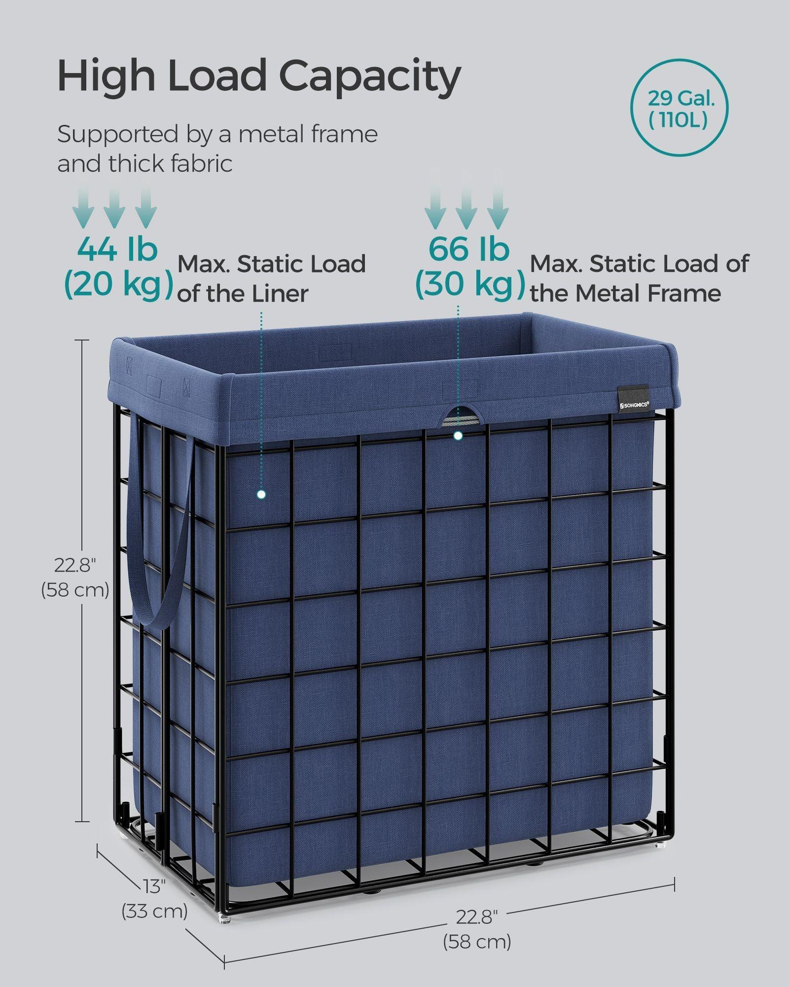29 Gal. (110L) Laundry Basket, Collapsible Clothes Hamper, Removable and Washable Liner FredCo