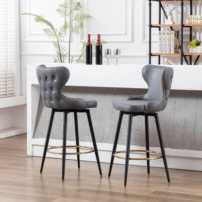 29" Modern Leathaire Fabric, Bar Stool Chair, Tufted,Set of 2 FredCo