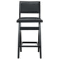Keira Mid-Century Bar Stool Black PU Leather Solid Wood 18.11 x 17.52 x 38.58 inches Kitchen Counter Barstool with Back Bar Stool (Set of 2) FredCo