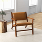Hendrix Antique Tan Leather Arm Chair Mid-Century Modern Style with Solid Wood Frame 32' L x 26' W x 28' H for Bedroom, Living Room, Hallway FredCo