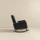 Elegant Style Demetrius Dark Grey Fabric Rocking Chair with Solid Wood Frame for Living Room and Nursery 36.6'H x 27.5'W x 39'D for Living Room Bedroom Reading FredCo