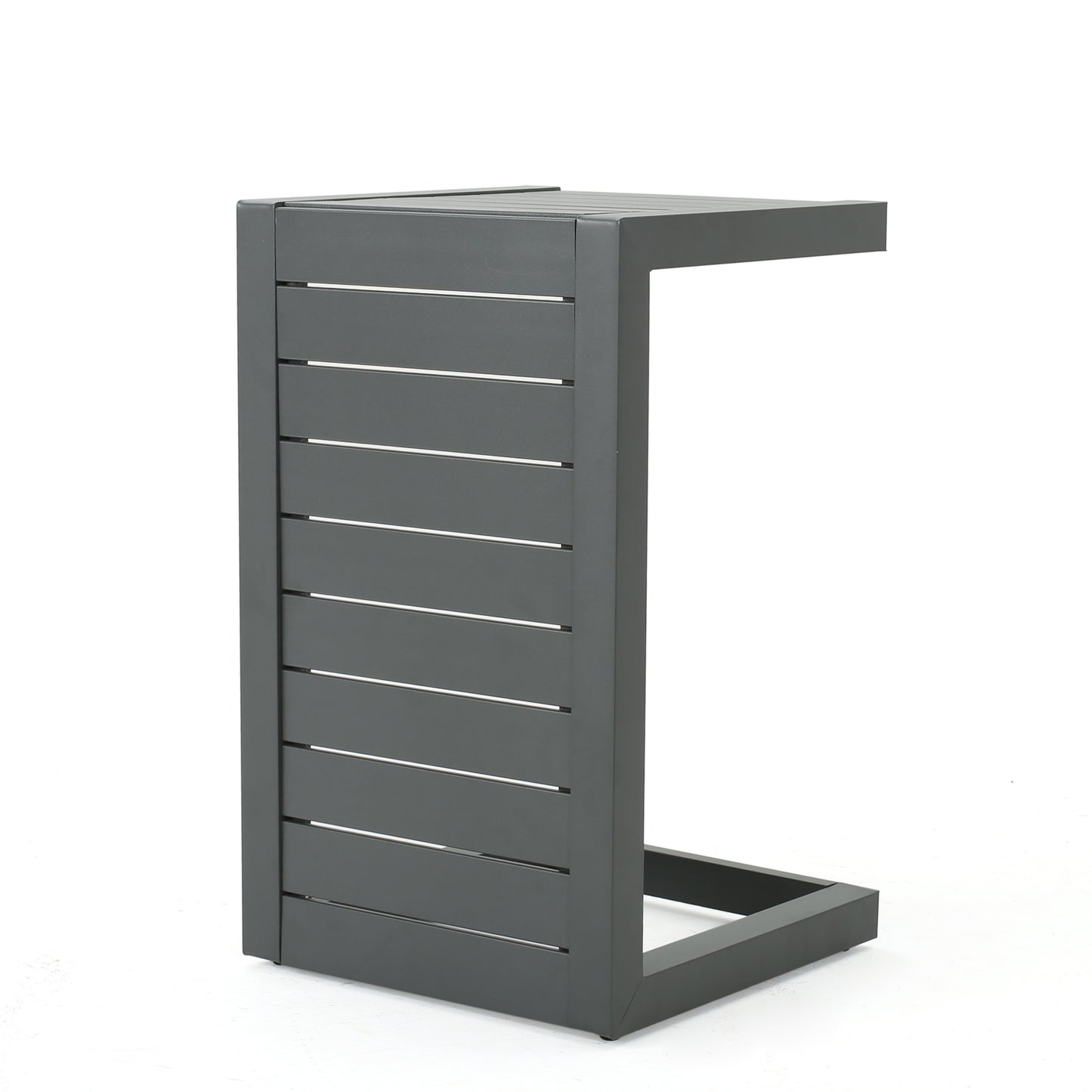 C-Shaped Outdoor Table with Aluminum Frame, Grey