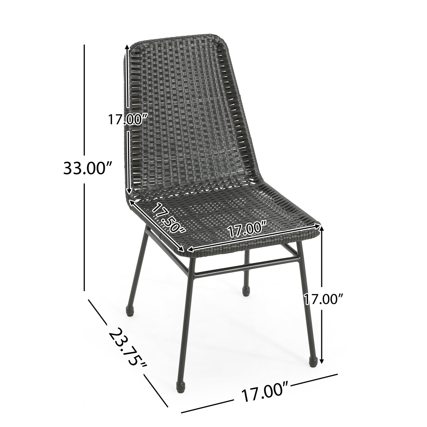 Aluminum and Rattan Chat Set, Outdoor Patio Set Includes Rattan Dining Chair Set of 2 and C-Shaped Side Table FredCo
