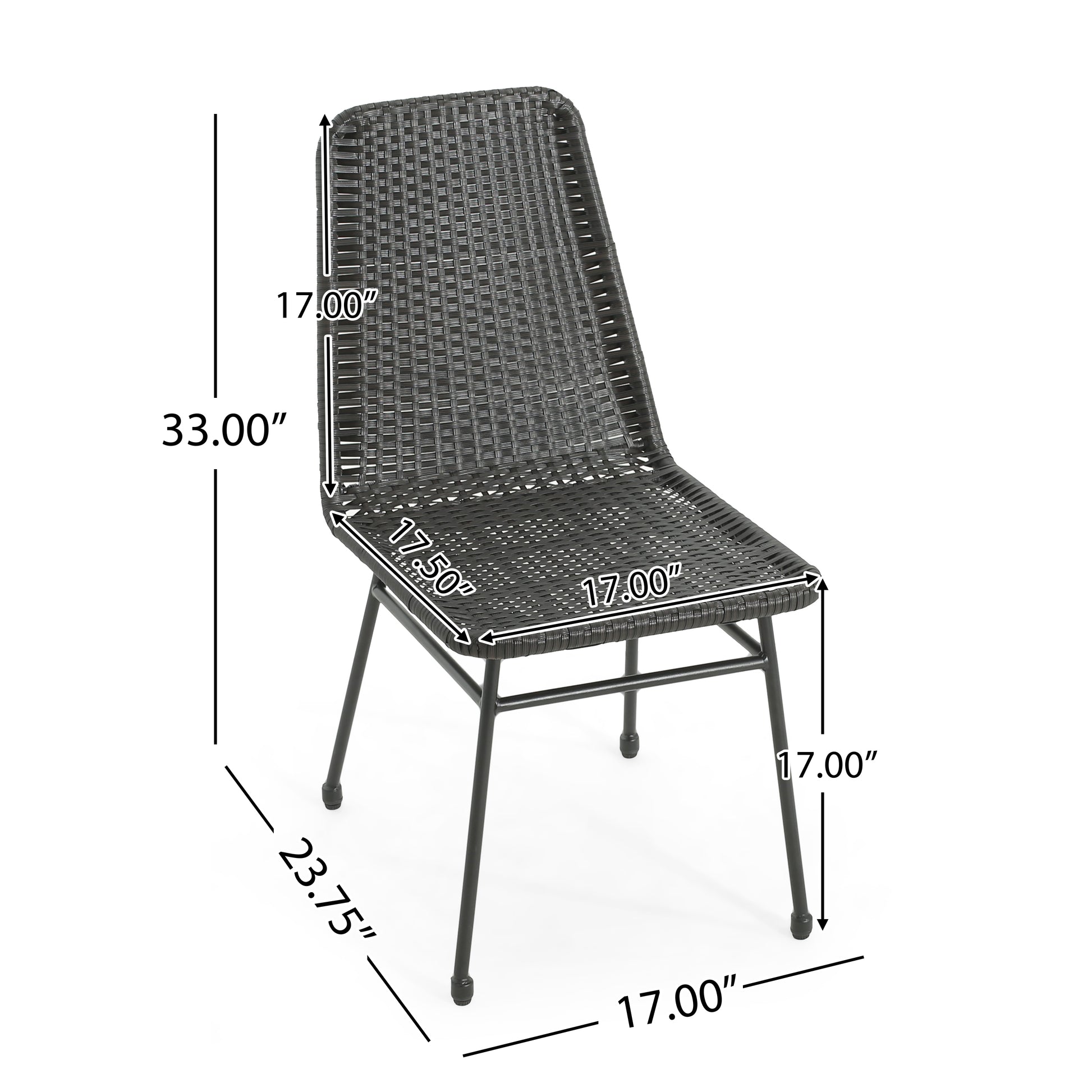 Aluminum and Rattan Chat Set, Outdoor Patio Set Includes Rattan Dining Chair Set of 2 and C-Shaped Side Table FredCo