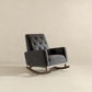 Elegant Style Demetrius Dark Grey Fabric Rocking Chair with Solid Wood Frame for Living Room and Nursery 36.6'H x 27.5'W x 39'D for Living Room Bedroom Reading FredCo