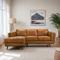Chase Genuine Leather Sectional Left Facing Sofa Tan Leather 90.90 inches FredCo
