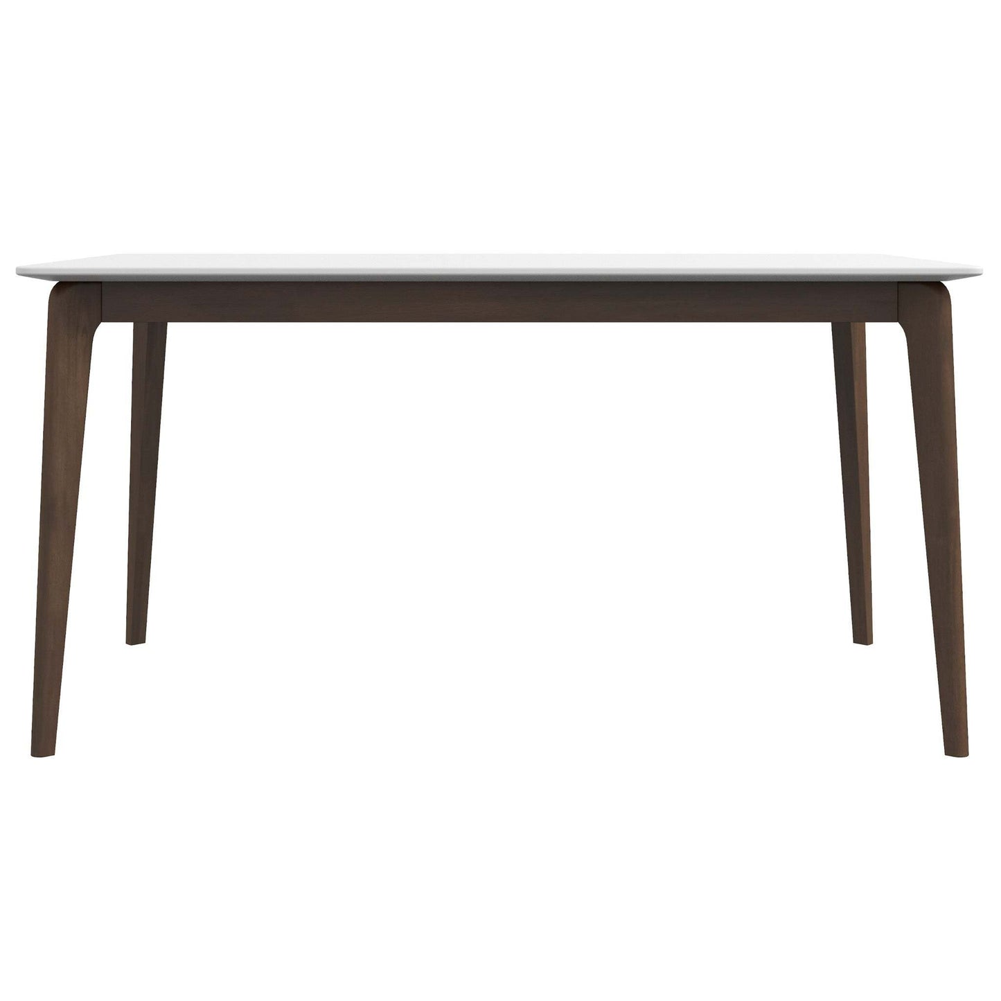 Lindsey Mid-Century Modern Solid Wood Dining Table with White Top and Walnut Legs, 59 inches for Bedroom Hallway, Entryway FredCo