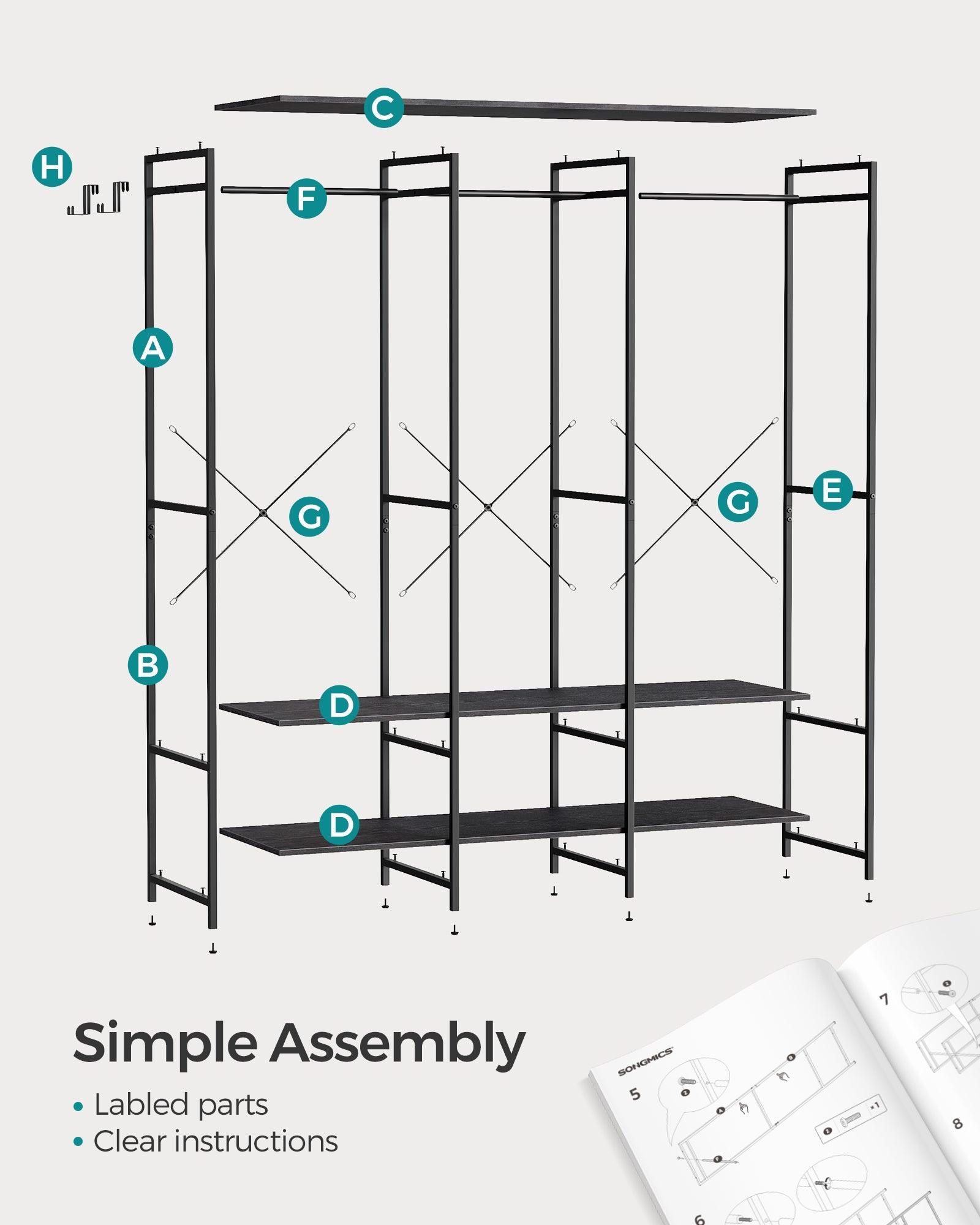 3-Column Clothes Rack Ebony Black FredCo
