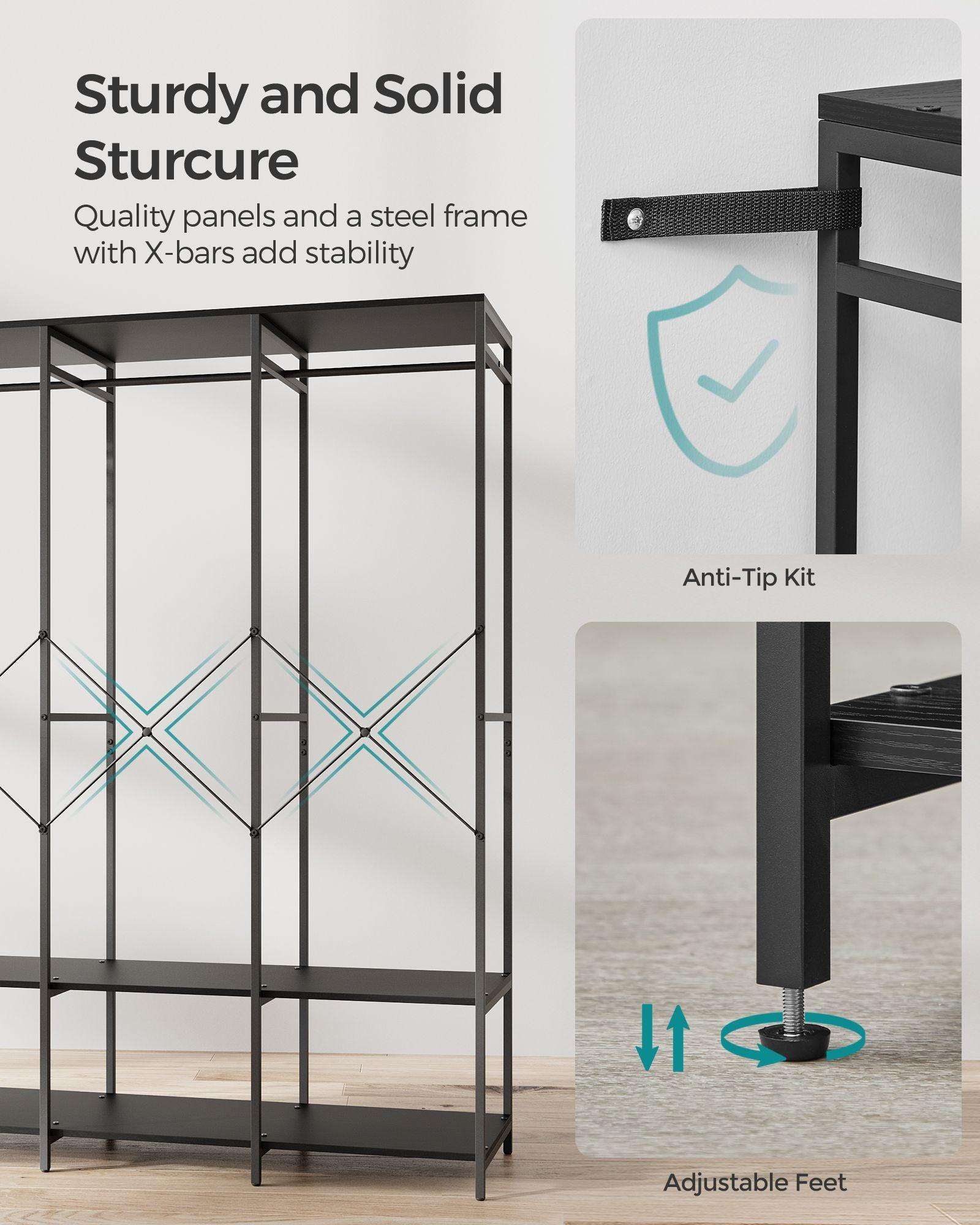 3-Column Clothes Rack Ebony Black FredCo