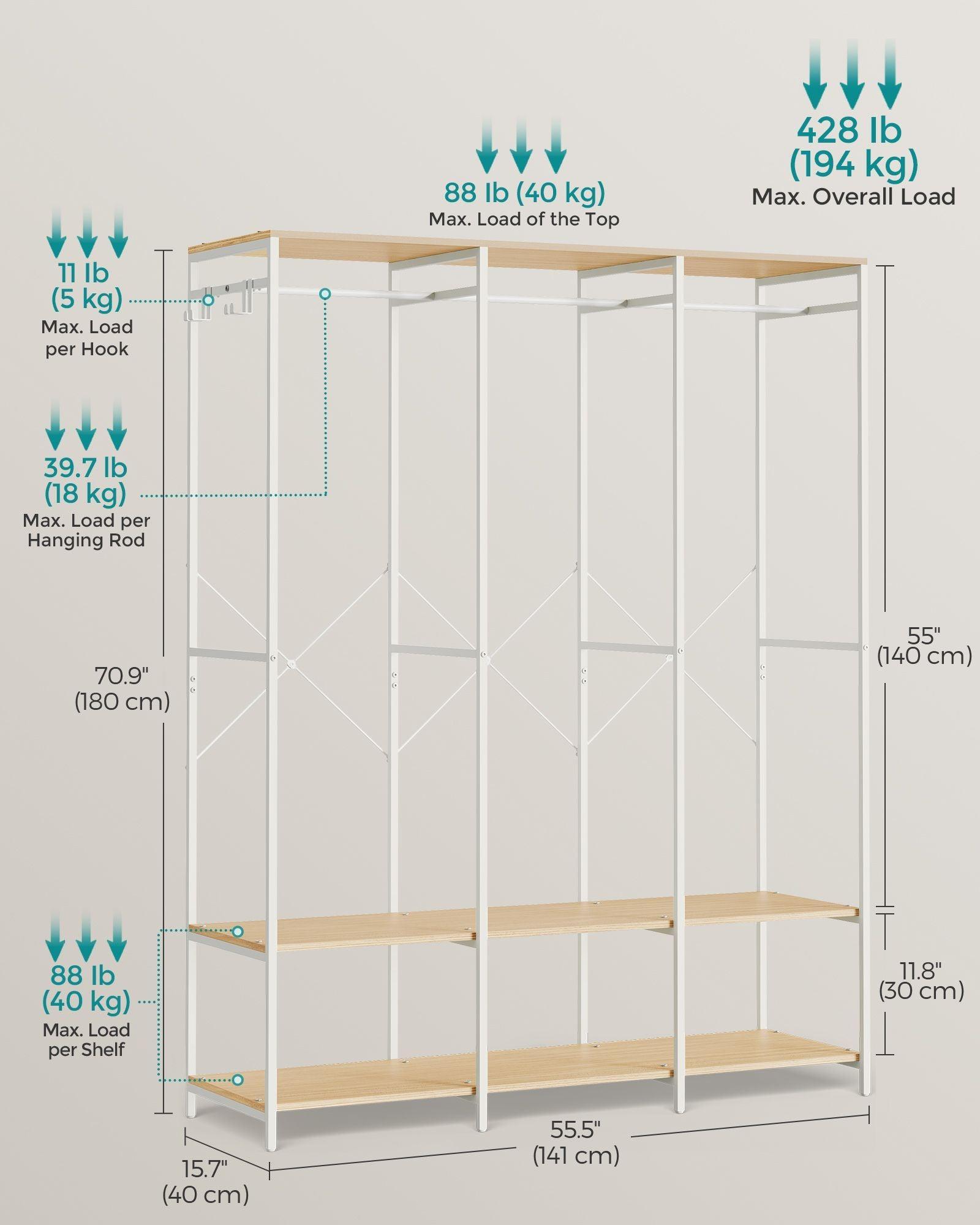 3-Column Clothes Rack Natural Beige FredCo