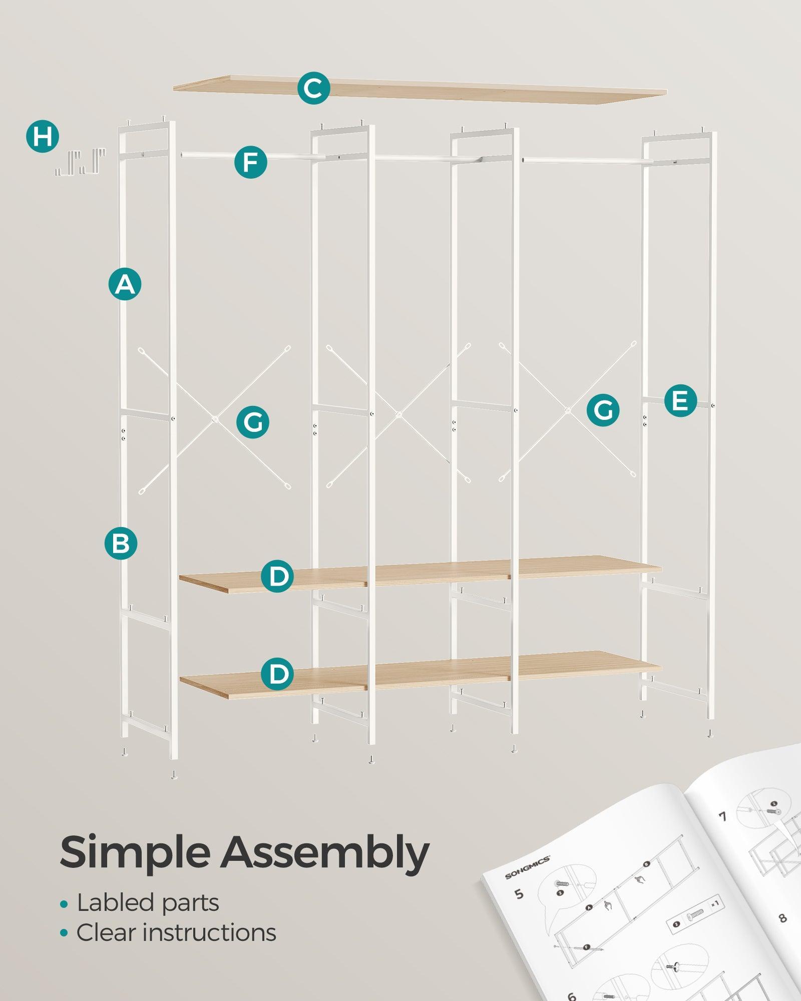 3-Column Clothes Rack Natural Beige FredCo