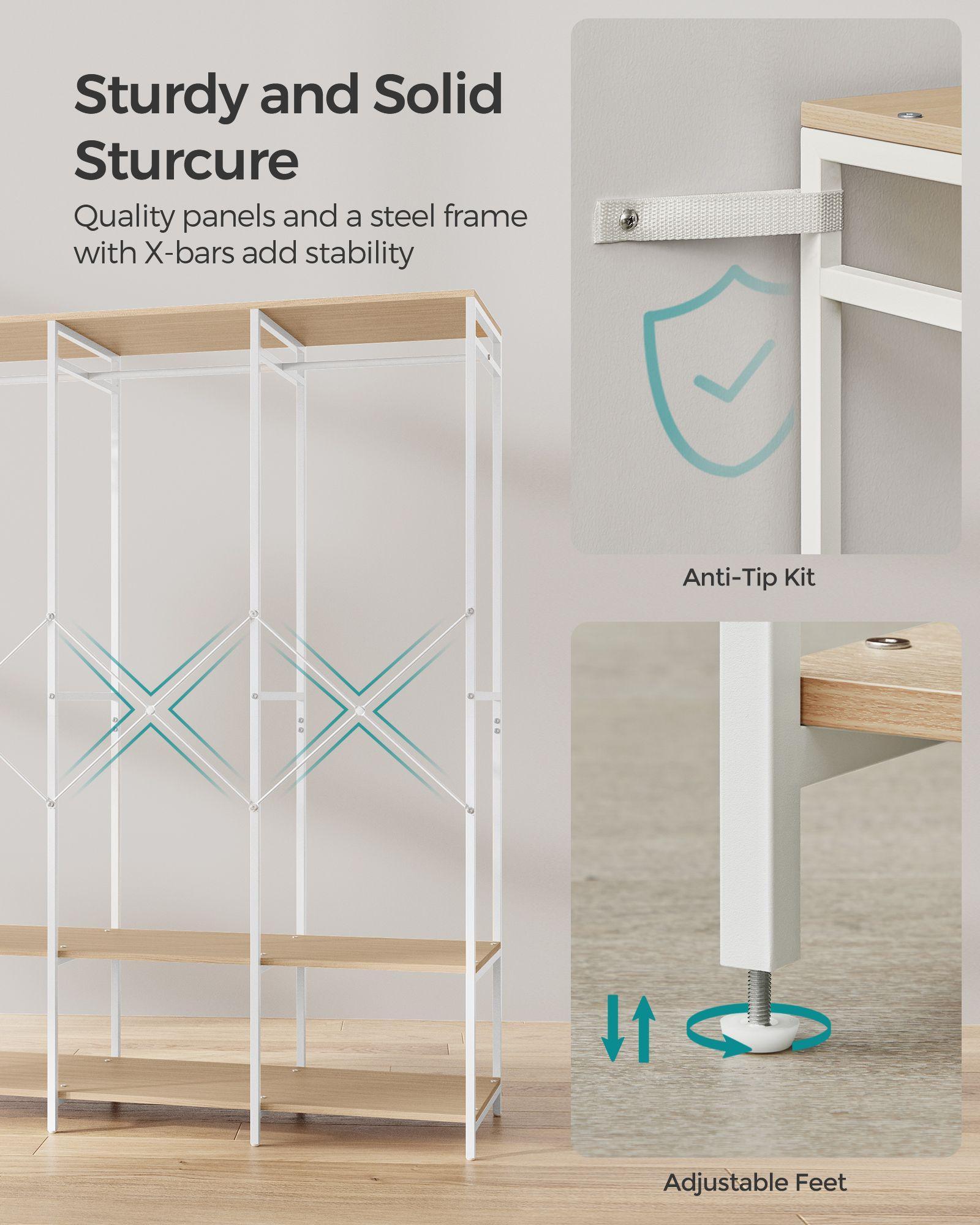 3-Column Clothes Rack Natural Beige FredCo