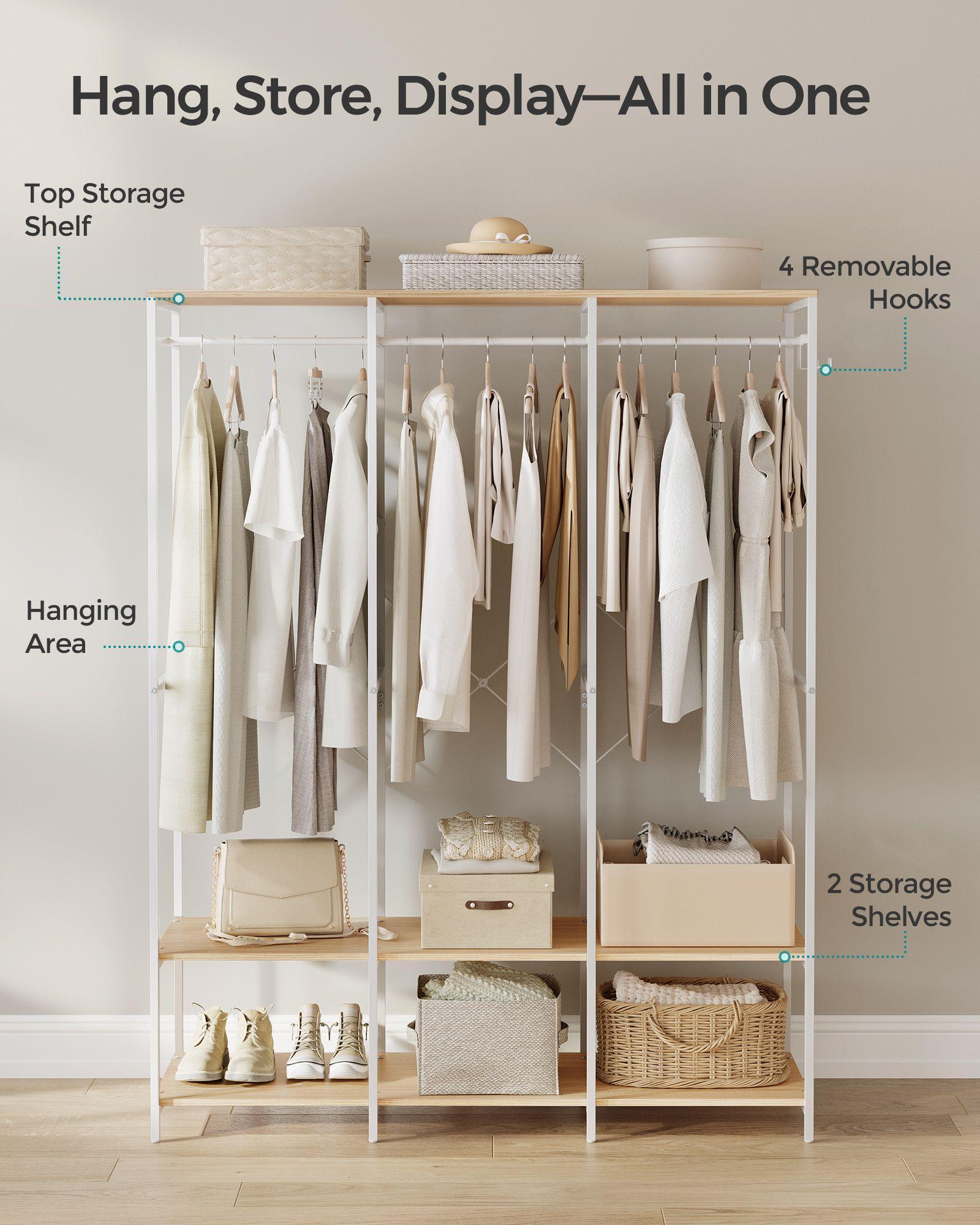 3-Column Clothes Rack Natural Beige FredCo