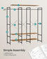 3-Column Clothes Rack with Hanging Rods Rustic Brown FredCo