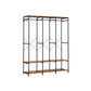 3-Column Clothes Rack with Hanging Rods Rustic Brown FredCo