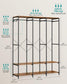 3-Column Clothes Rack with Hanging Rods Rustic Brown FredCo