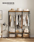 3-Column Clothes Rack with Hanging Rods Rustic Brown FredCo