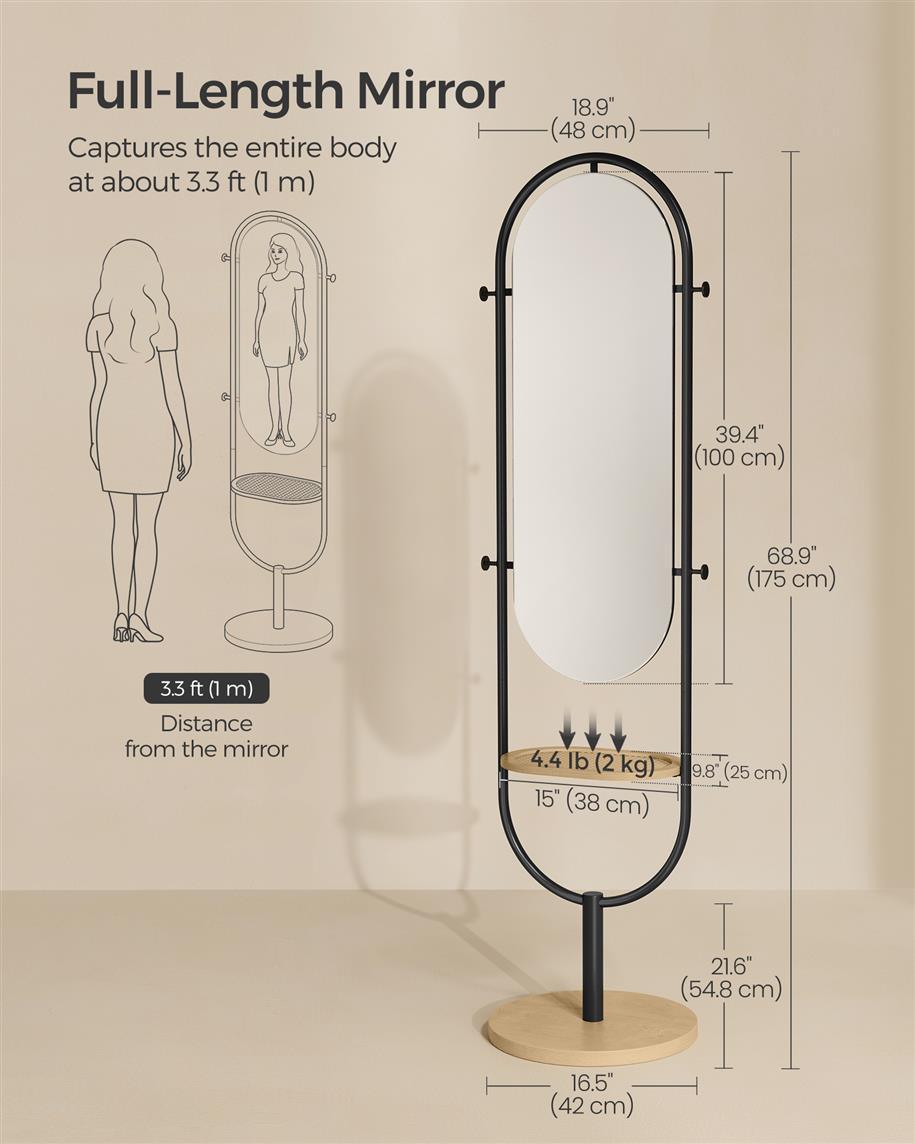 3-in-1 Full-Length Floor Mirror FredCo