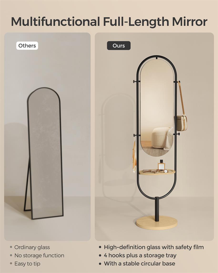 3-in-1 Full-Length Floor Mirror FredCo