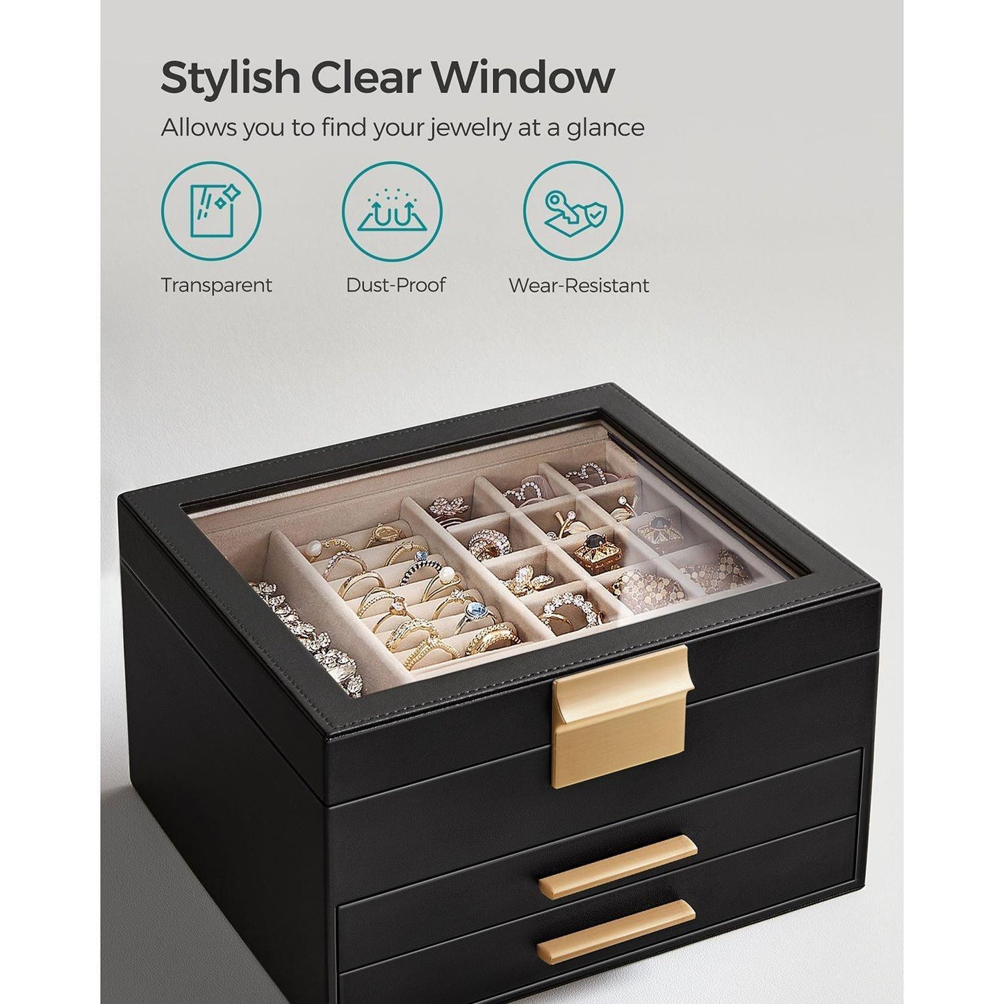 3-Layer Jewelry Box Graphite Black FredCo