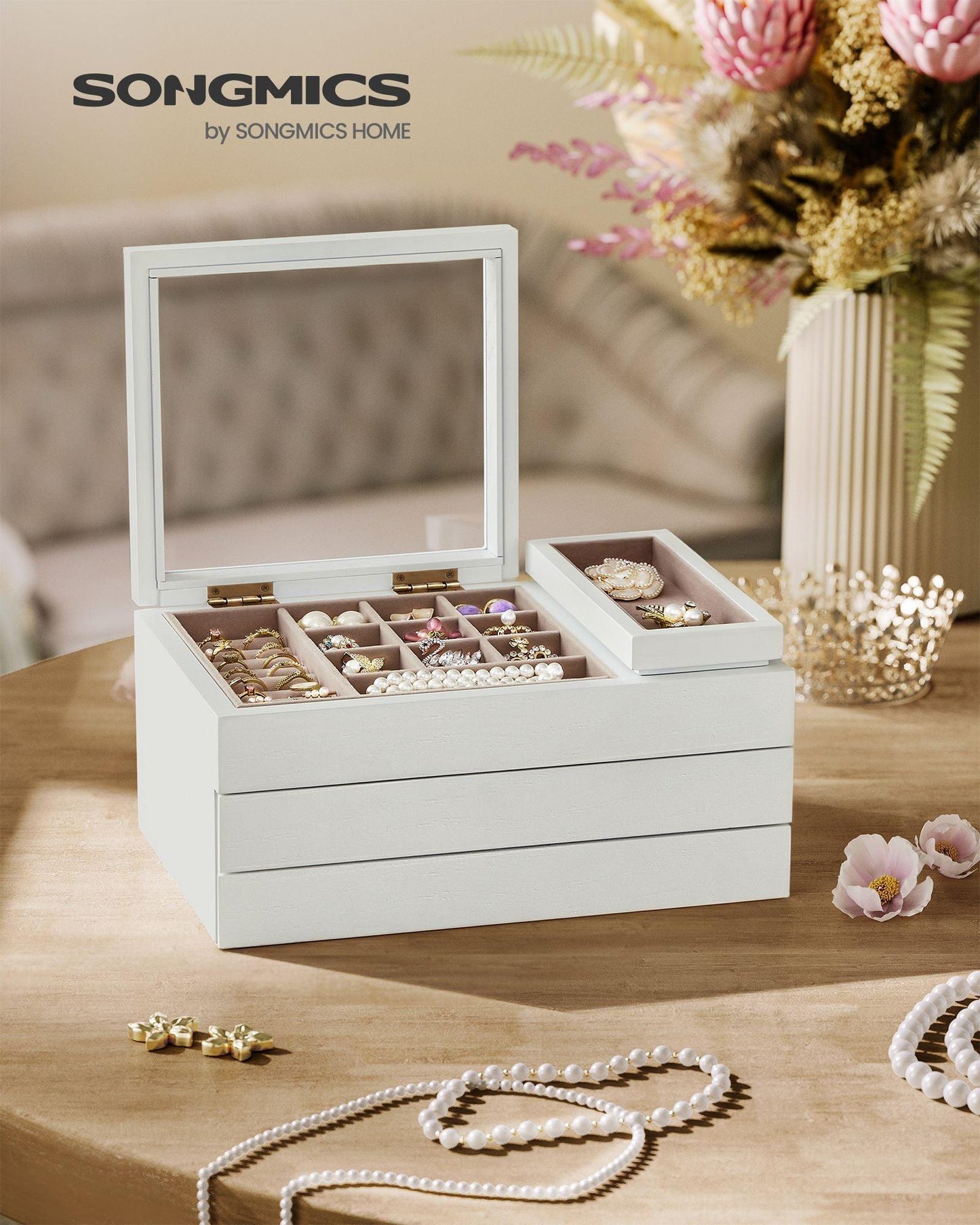 3-Layer Wooden Jewelry Storage Snow White FredCo