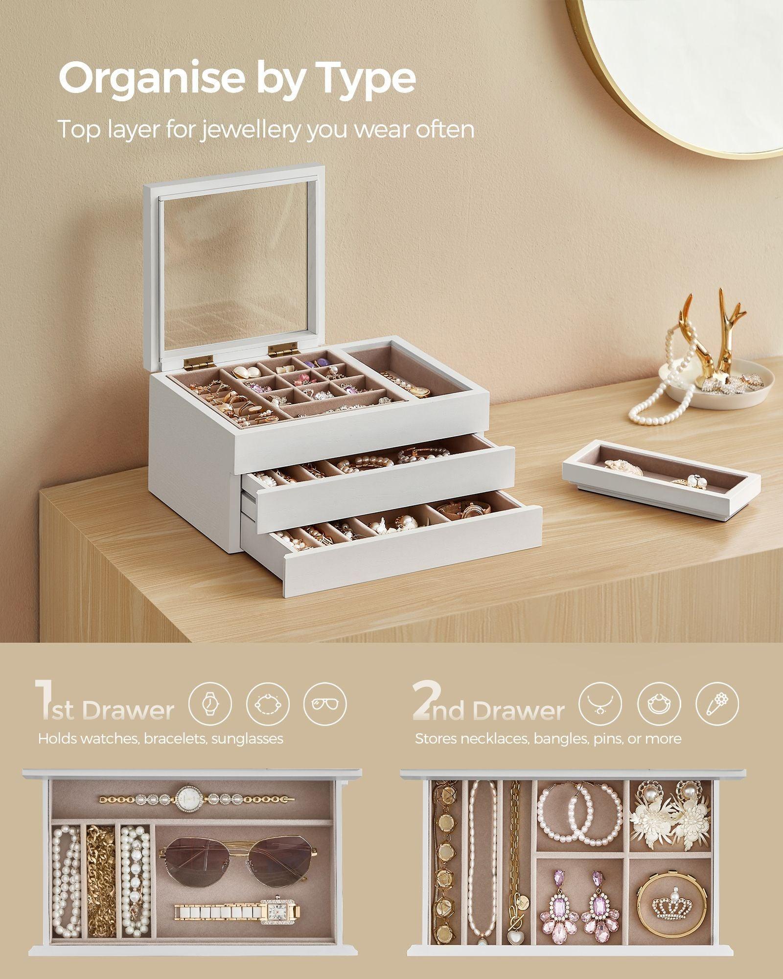 3-Layer Wooden Jewelry Storage Snow White FredCo