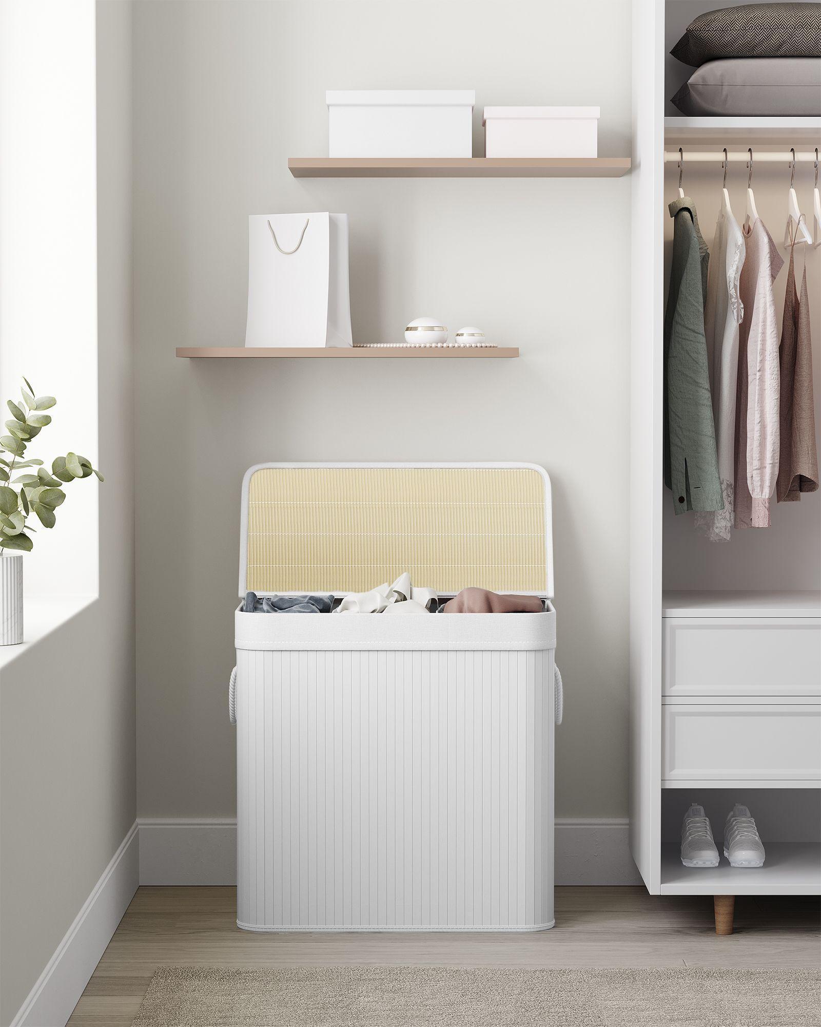3-Section Laundry Hamper with Lid and Handles 150L FredCo