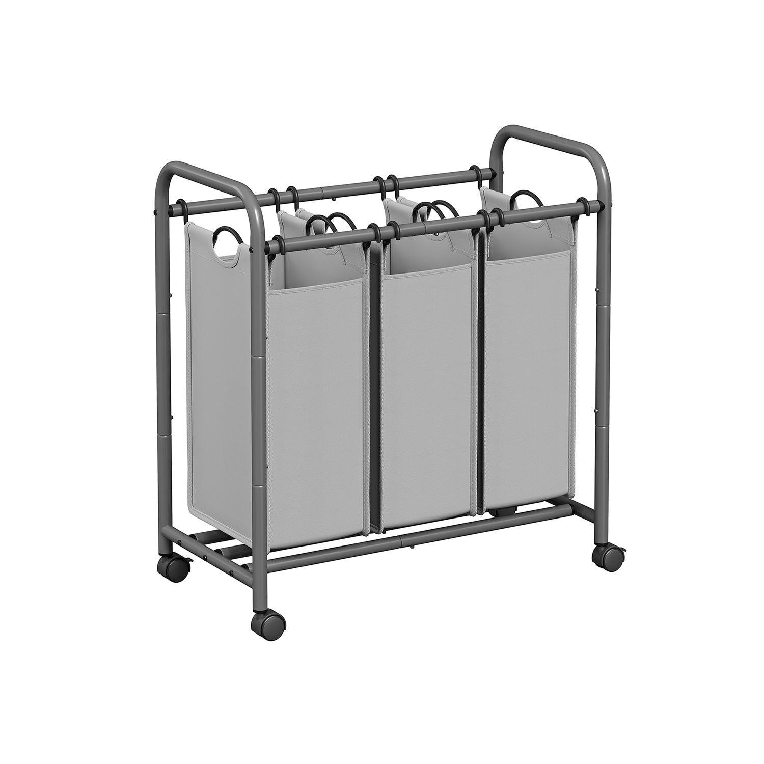 3-Section Laundry Sorter Gray FredCo