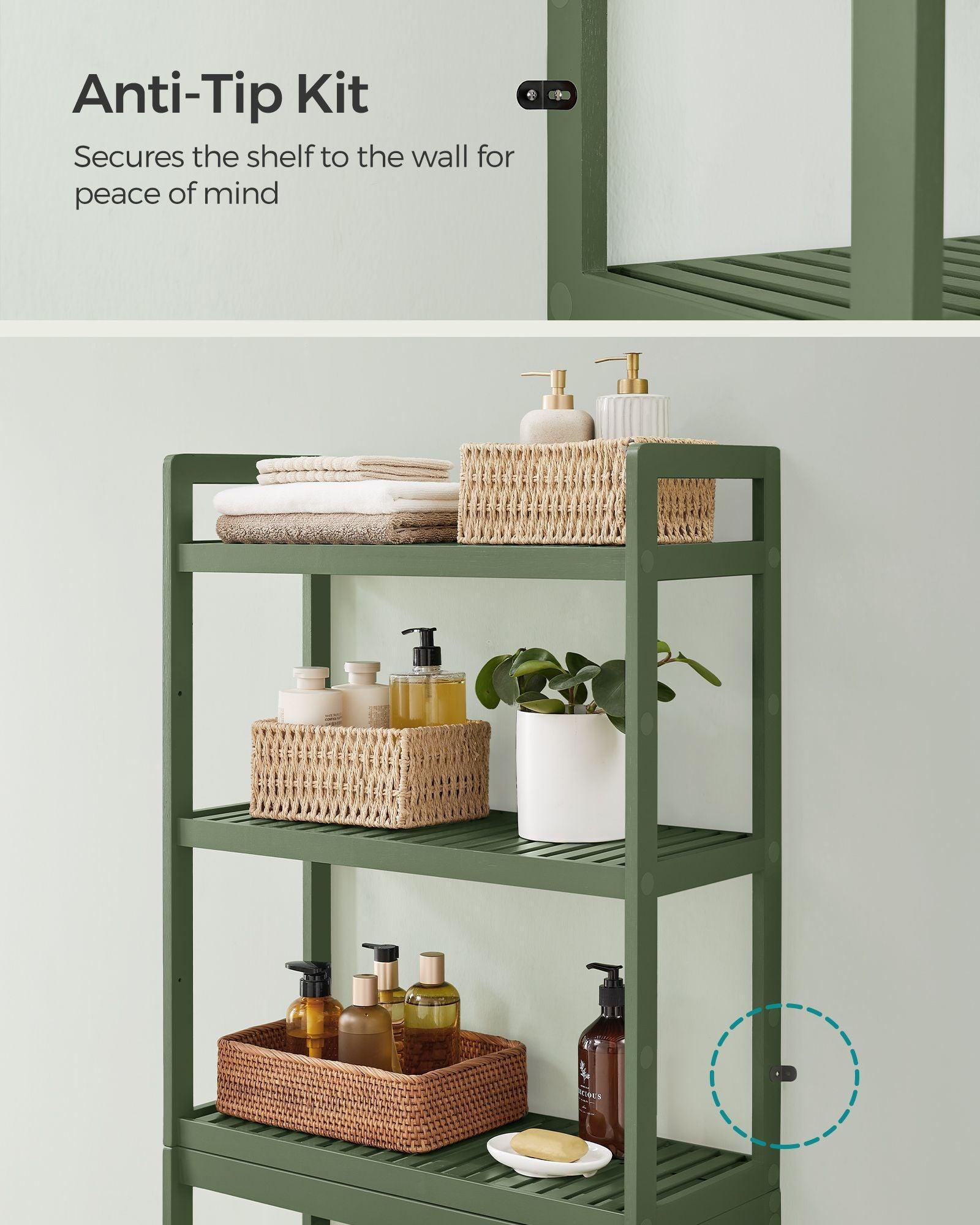 3-Tier Bamboo Bathroom Organizer Green FredCo
