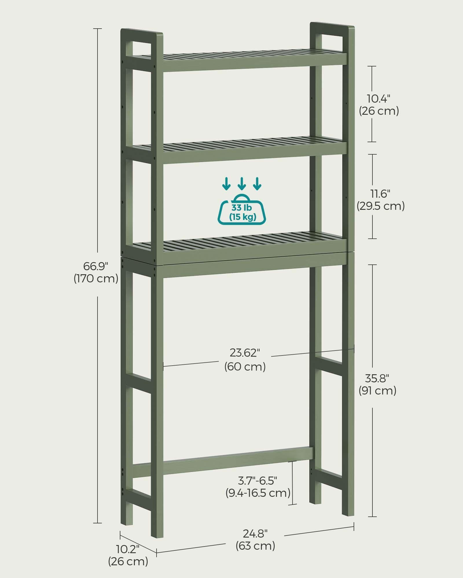 3-Tier Bamboo Bathroom Organizer Green FredCo