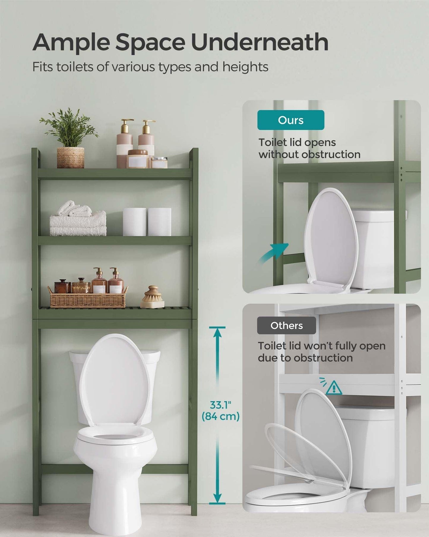 3-Tier Bamboo Bathroom Organizer Green FredCo