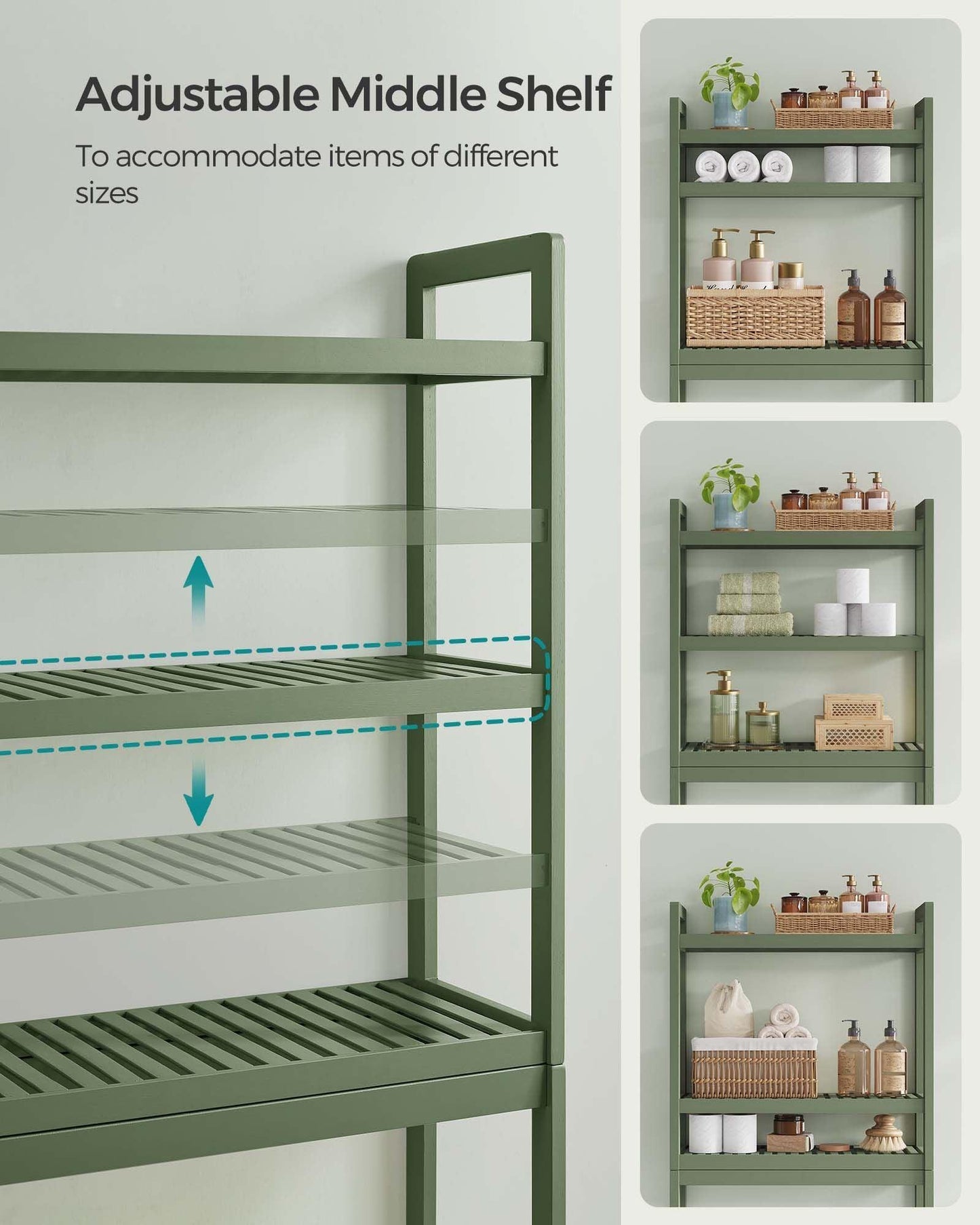 3-Tier Bamboo Bathroom Organizer Green FredCo